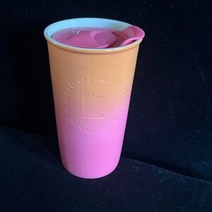 Star Tumbler w/ Lid Ombre Pink Orange Ceramic Mall of America Travel Coffee Cup